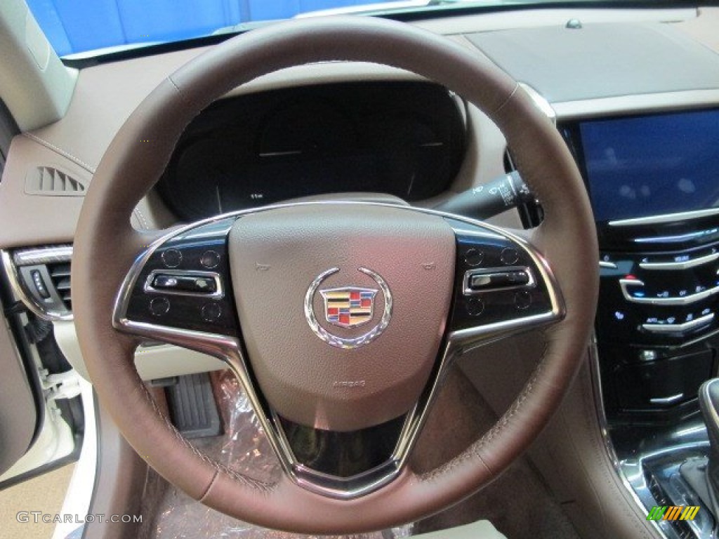 2014 Cadillac ATS 2.0L Turbo AWD Light Platinum/Brownstone Steering Wheel Photo #95349220