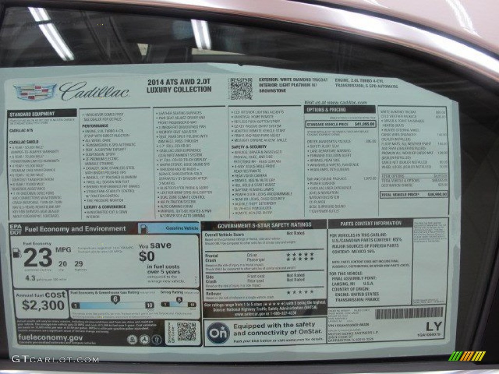 2014 Cadillac ATS 2.0L Turbo AWD Window Sticker Photo #95349229