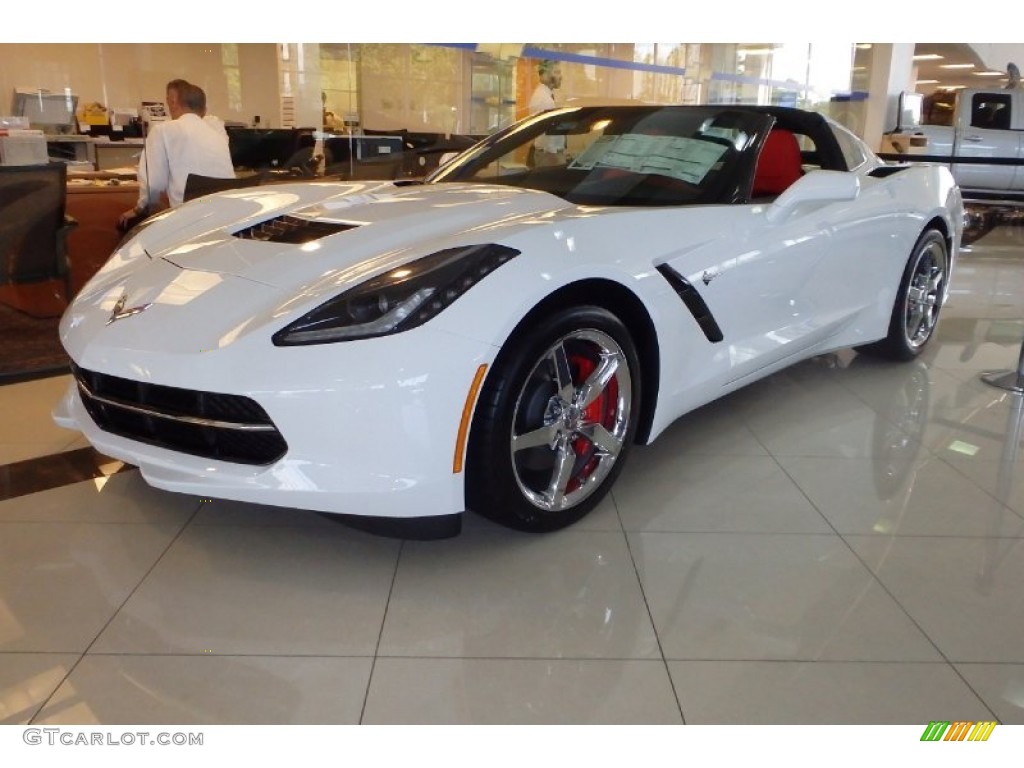 2014 Corvette Stingray Coupe - Arctic White / Adrenaline Red photo #1