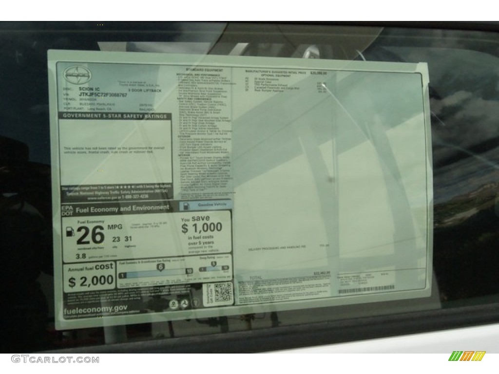 2015 Scion tC Standard tC Model Window Sticker Photos