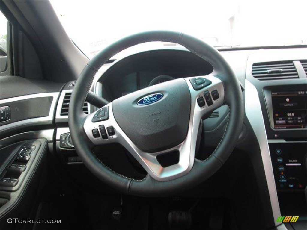 2015 Ford Explorer Sport 4WD Sport Charcoal Black Steering Wheel Photo #95360358