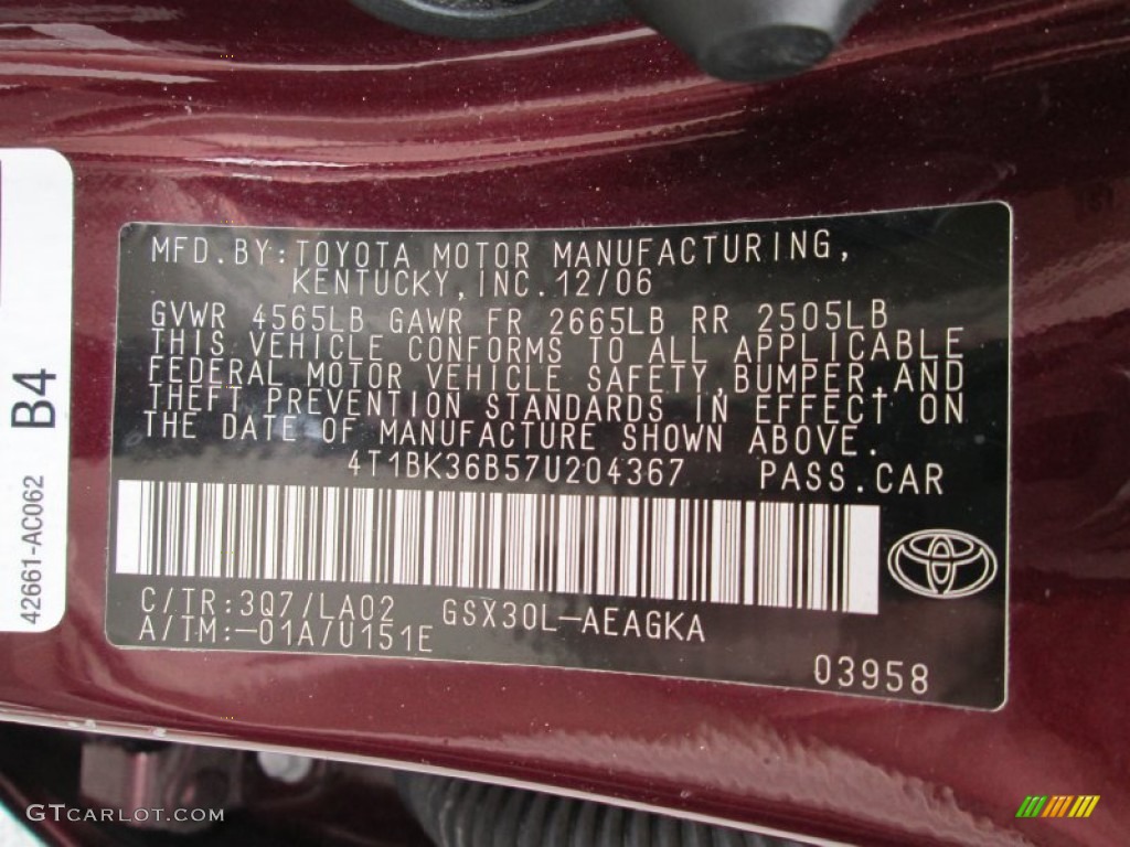2007 Toyota Avalon XLS Parts Photos
