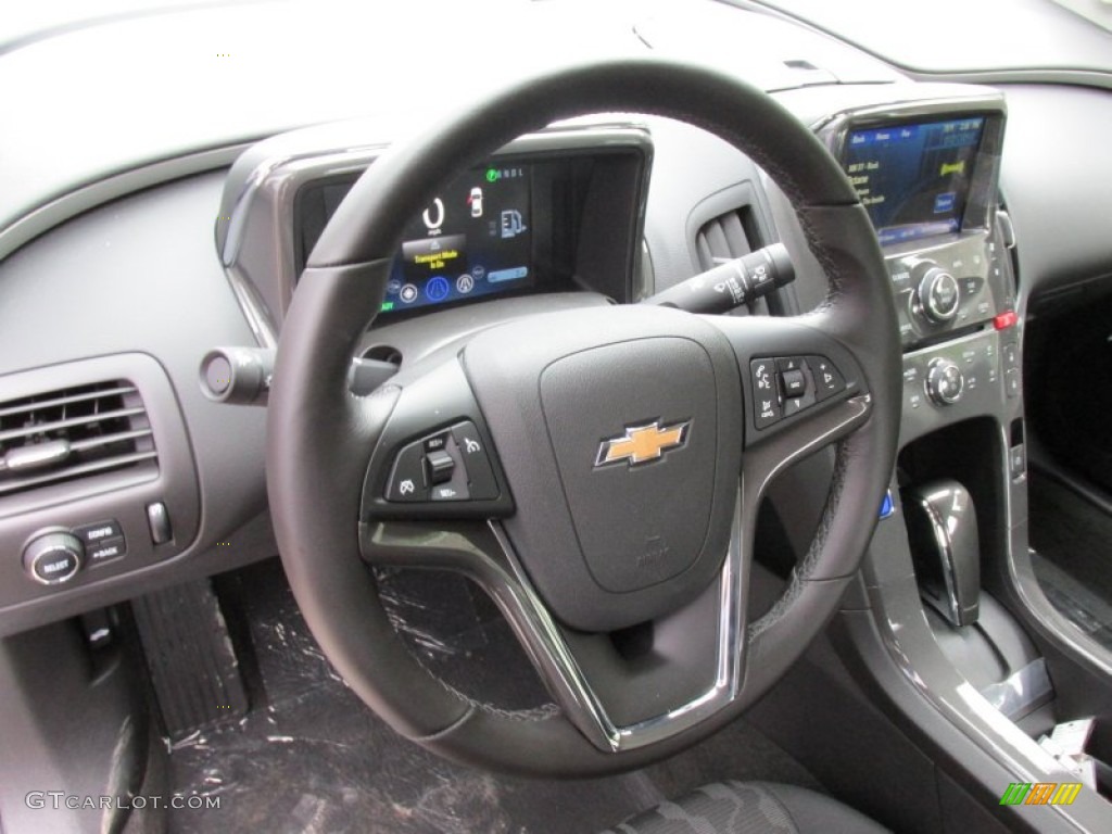 2015 Chevrolet Volt Standard Volt Model Jet Black/Ceramic White Accents Steering Wheel Photo #95377382