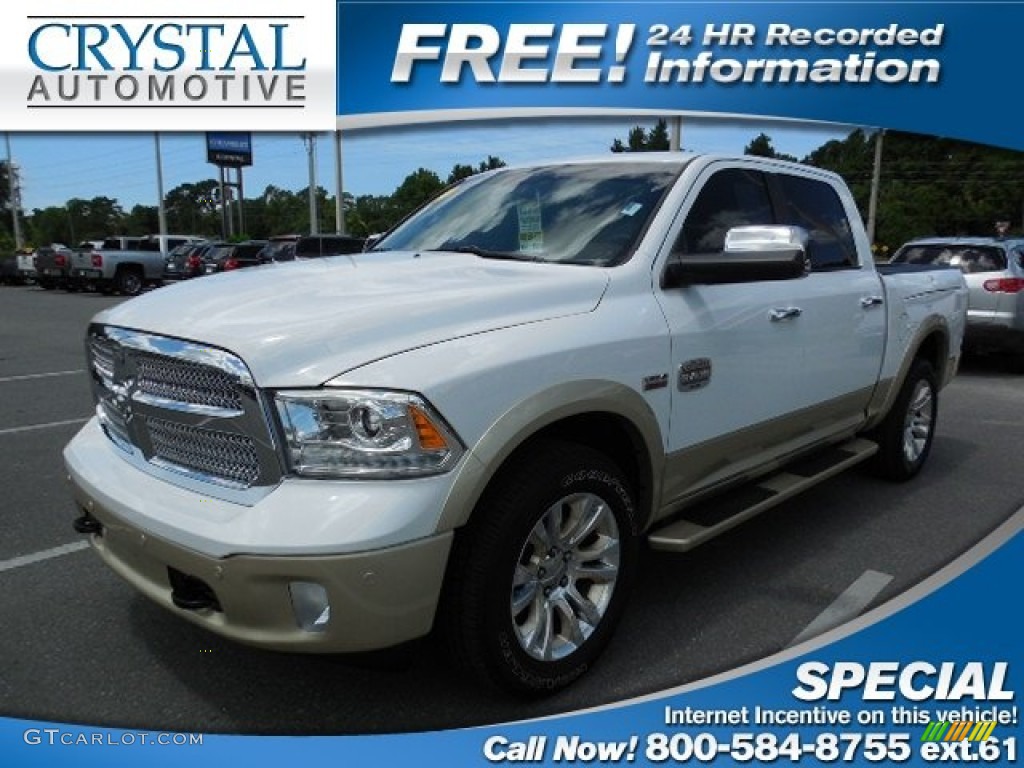 2014 1500 Laramie Longhorn Crew Cab 4x4 - Bright White / Canyon Brown/Light Frost Beige photo #1