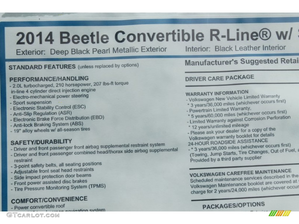 2014 Volkswagen Beetle R-Line Convertible Window Sticker Photos