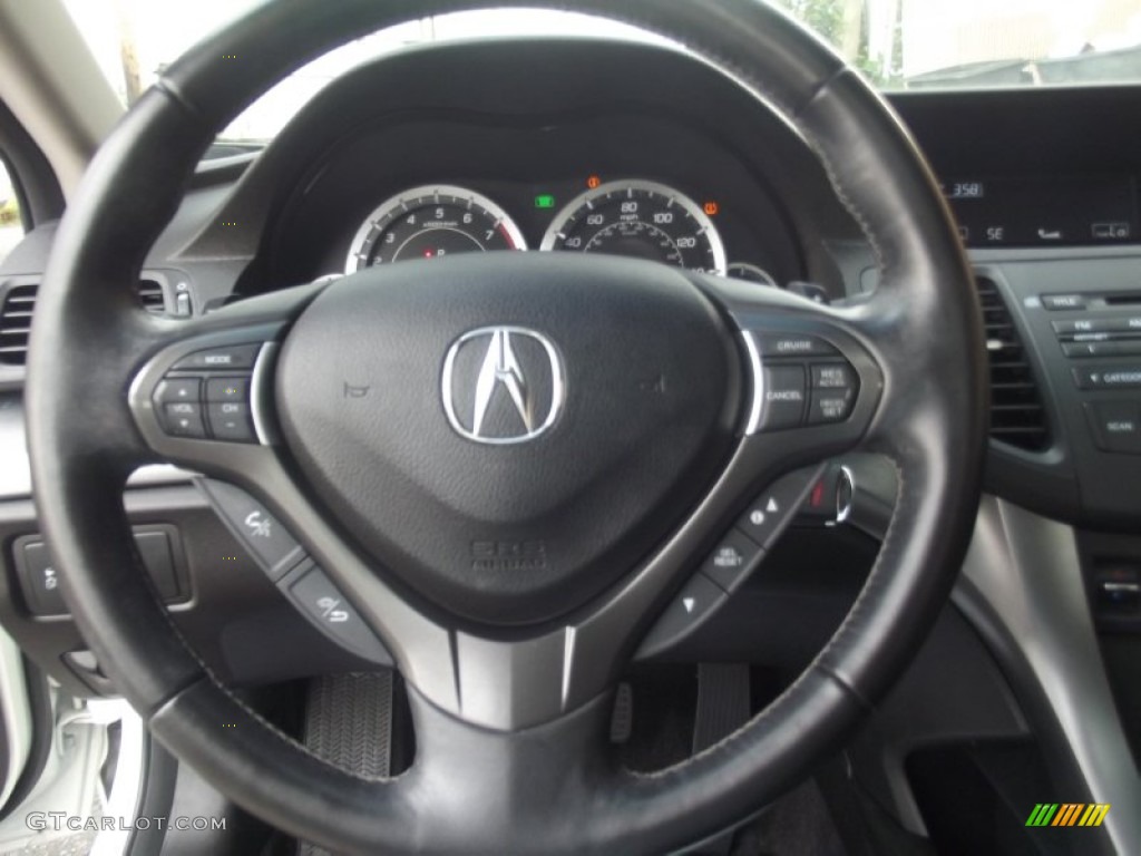 2011 Acura TSX Sedan Ebony Steering Wheel Photo #95389670