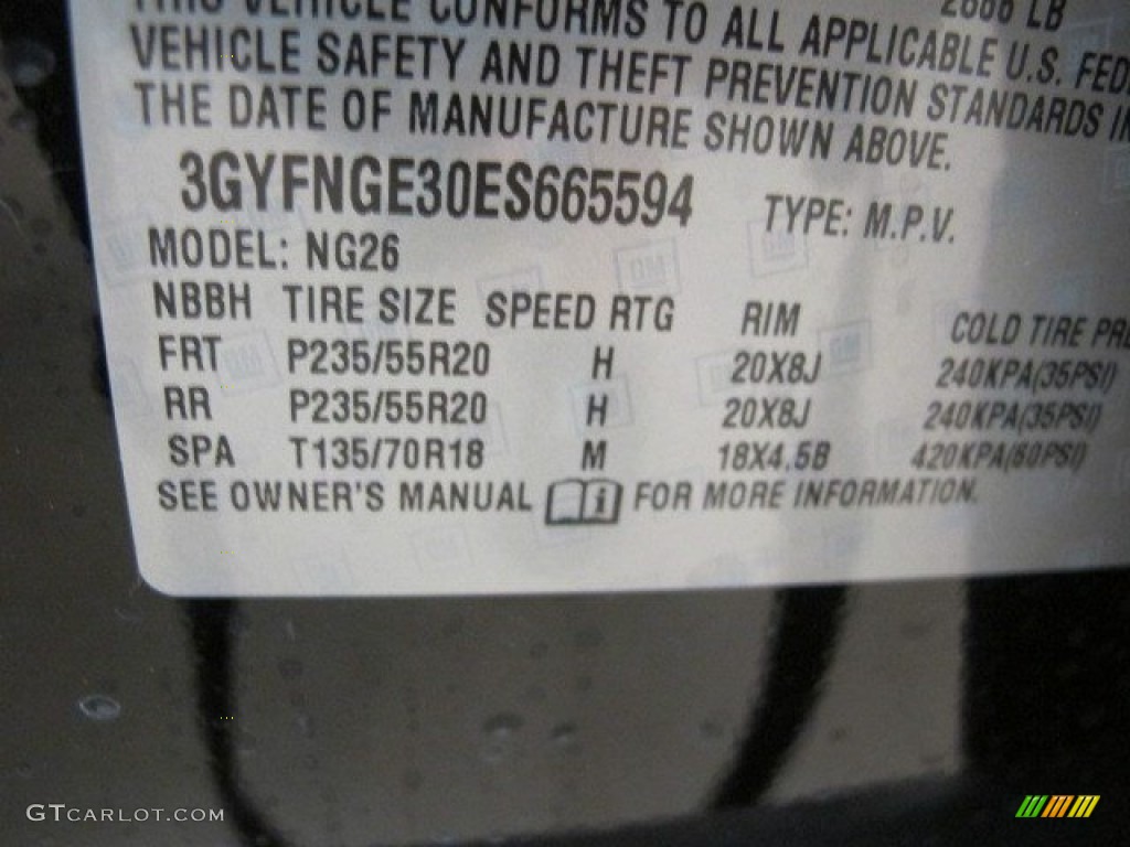 2014 Cadillac SRX Premium AWD Info Tag Photo #95392981