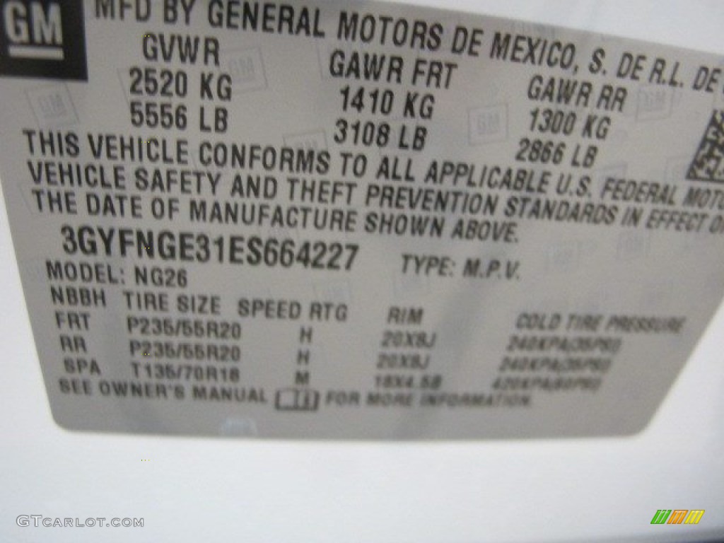 2014 Cadillac SRX Premium AWD Info Tag Photos