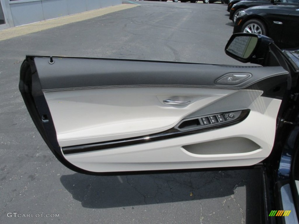 2015 BMW 6 Series 650i xDrive Convertible BMW Individual Opal White Full Merino Leather Door Panel Photo #95398817