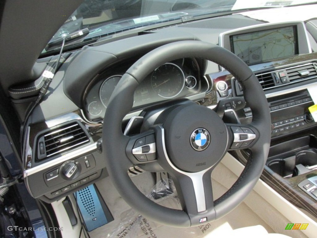 2015 BMW 6 Series 650i xDrive Convertible BMW Individual Opal White Full Merino Leather Steering Wheel Photo #95398904