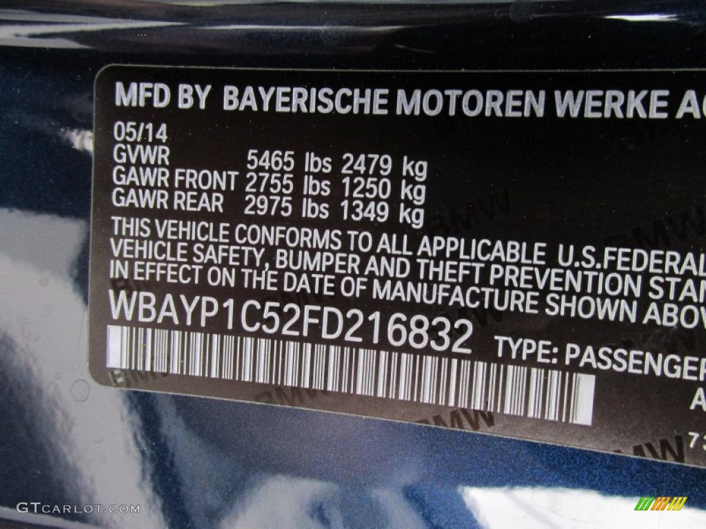 2015 BMW 6 Series 650i xDrive Convertible Info Tag Photo #95399027