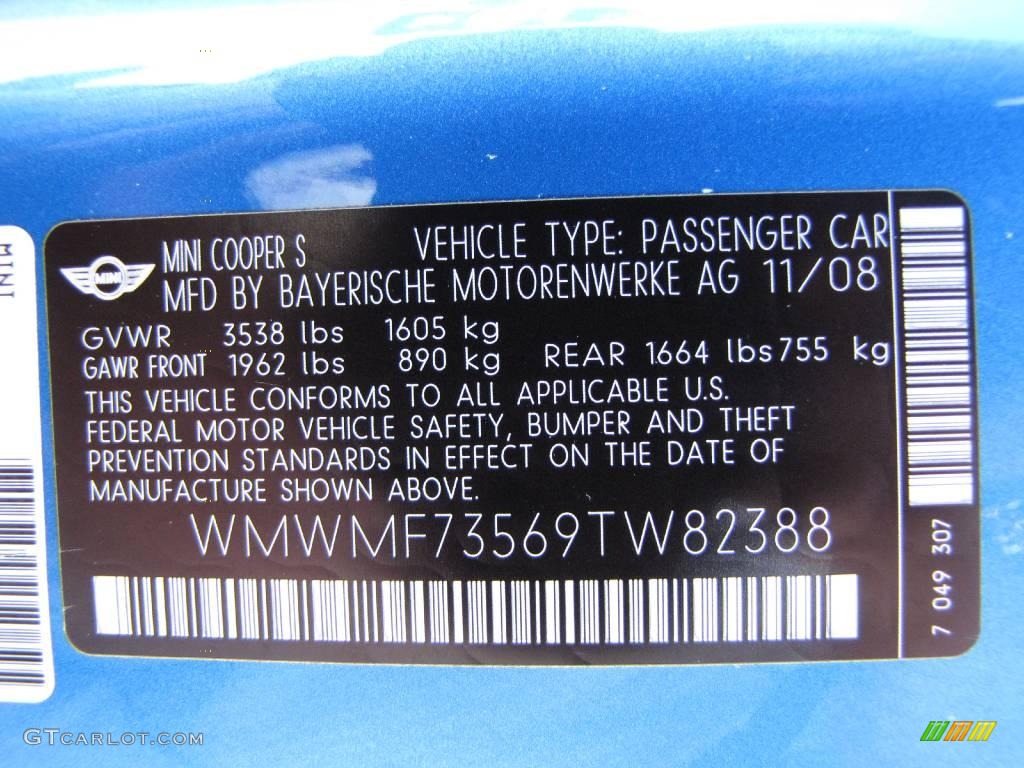 2009 Cooper S Hardtop - Laser Blue Metallic / Black/Grey photo #33