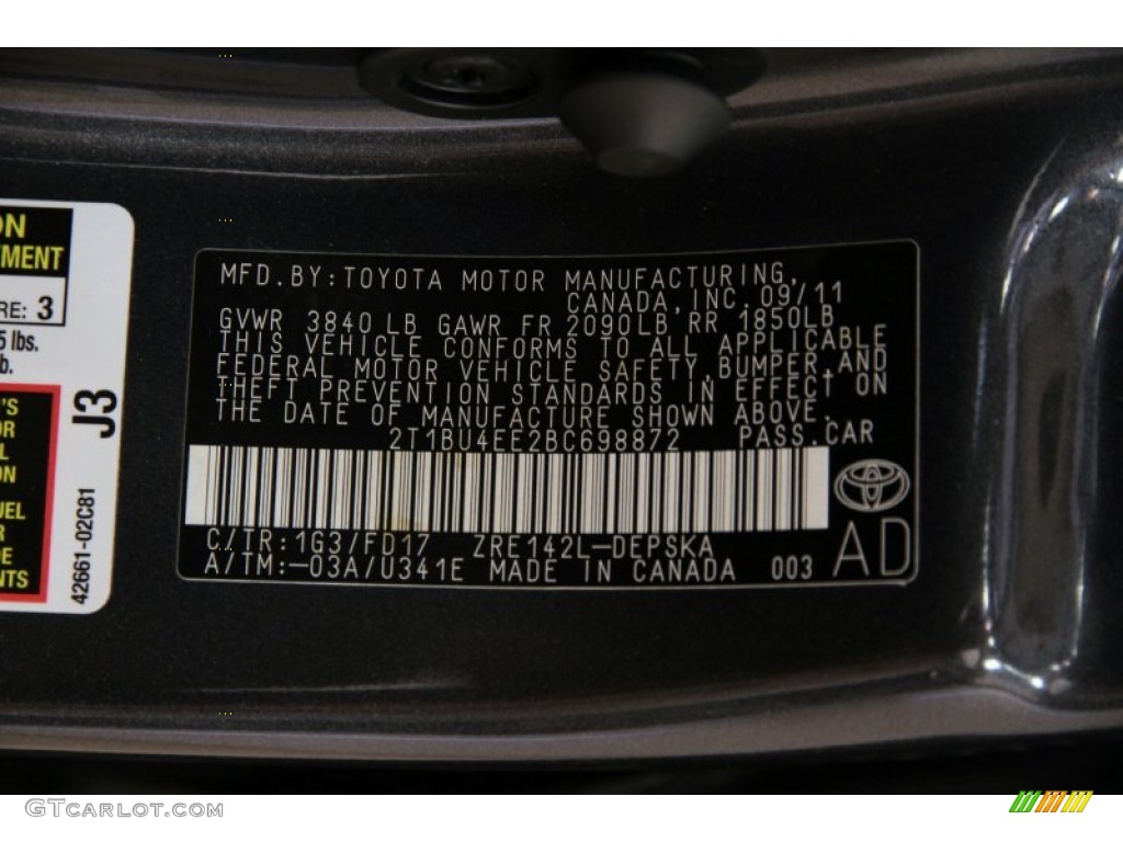 2011 Corolla S - Magnetic Gray Metallic / Dark Charcoal photo #18