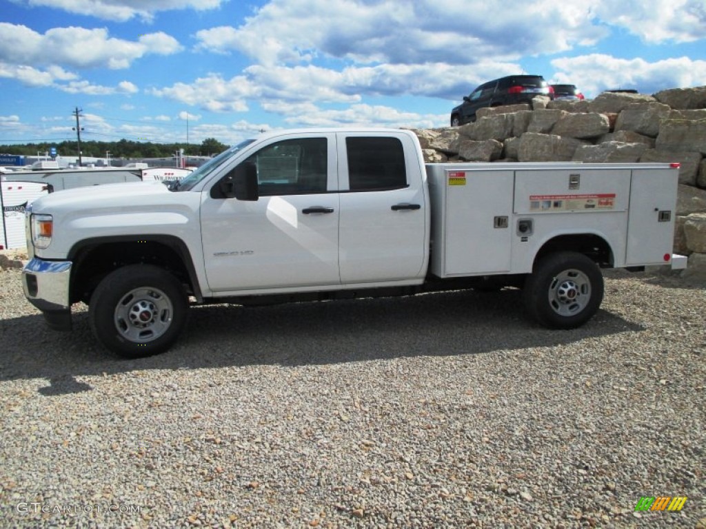 Summit White 2015 GMC Sierra 2500HD Double Cab 4x4 Utility Truck Exterior Photo #95414522