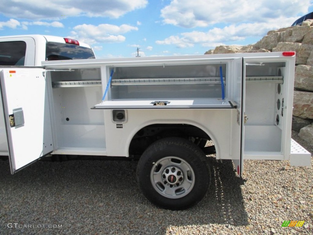 Summit White 2015 GMC Sierra 2500HD Double Cab 4x4 Utility Truck Exterior Photo #95414876