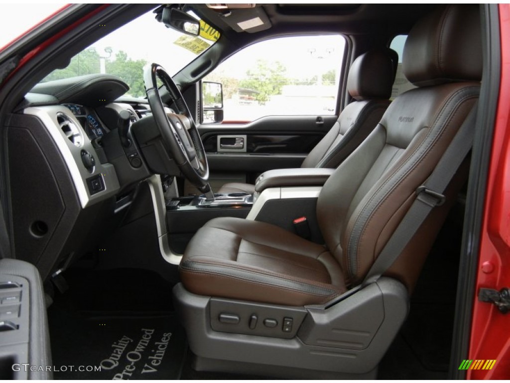 Platinum Sienna Brown/Black Leather Interior 2012 Ford F150 Platinum SuperCrew 4x4 Photo #95421696