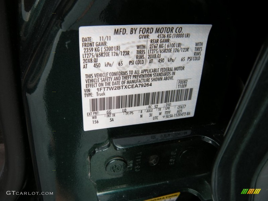 2012 F250 Super Duty Lariat Crew Cab 4x4 - Green Gem Metallic / Adobe photo #50