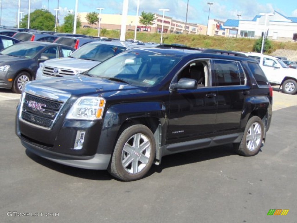 2011 Terrain SLT AWD - Carbon Black Metallic / Jet Black photo #5