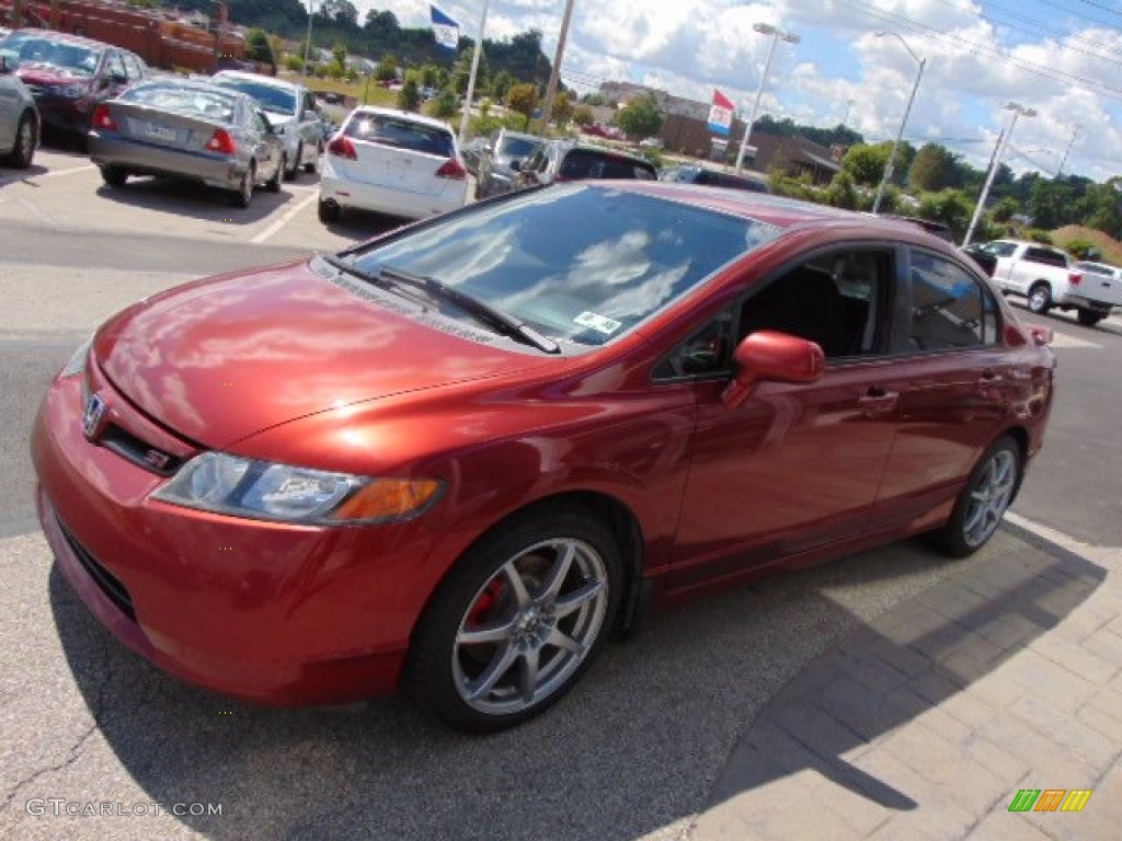 2007 Civic Si Sedan - Habanero Red Pearl / Black photo #5