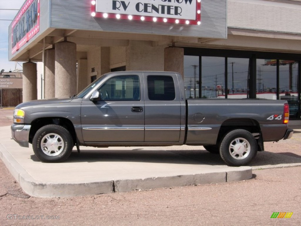 2001 Sierra 1500 SLE Extended Cab 4x4 - Storm Gray Metallic / Graphite photo #8