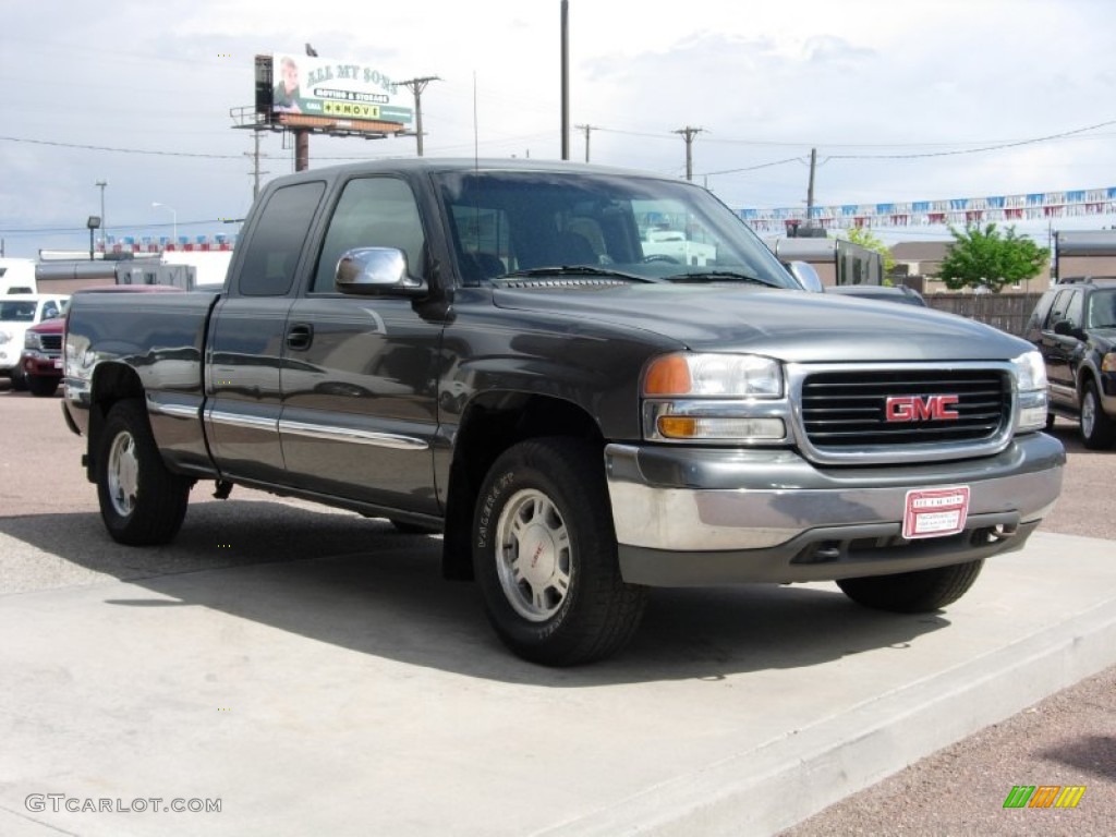2001 Sierra 1500 SLE Extended Cab 4x4 - Storm Gray Metallic / Graphite photo #14