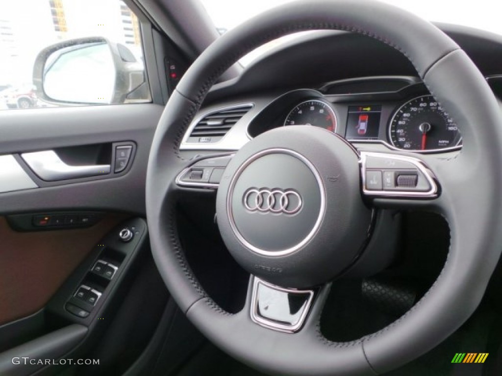 2015 Audi A4 2.0T Premium Plus quattro Chestnut Brown/Black Steering Wheel Photo #95465672