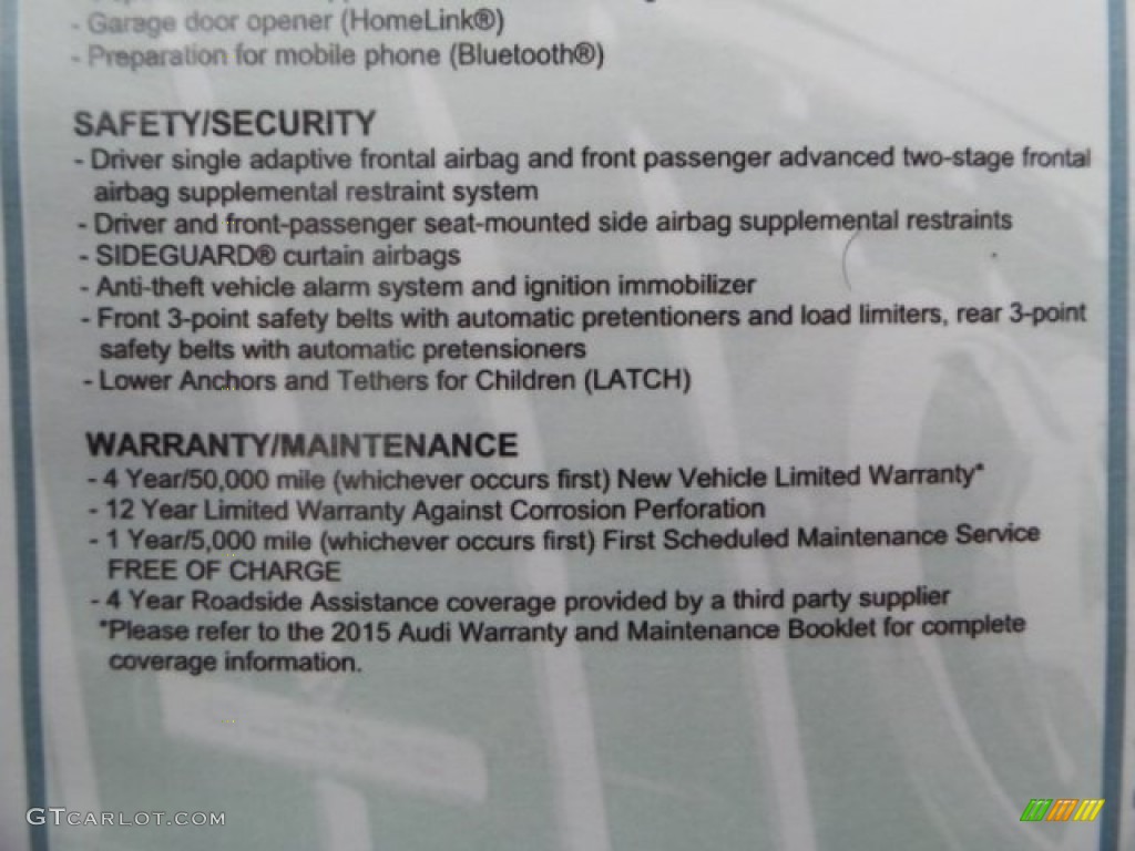 2015 Audi A4 2.0T Premium Plus quattro Window Sticker Photo #95465747