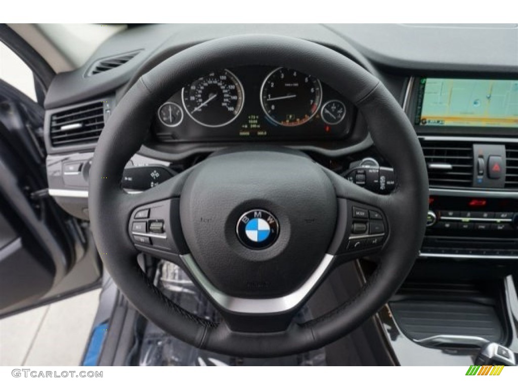 2015 BMW X3 xDrive28i Black Steering Wheel Photo #95472665