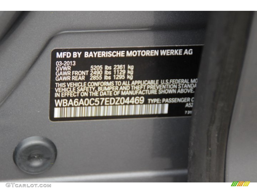 2014 BMW 6 Series 640i Gran Coupe Color Code Photos