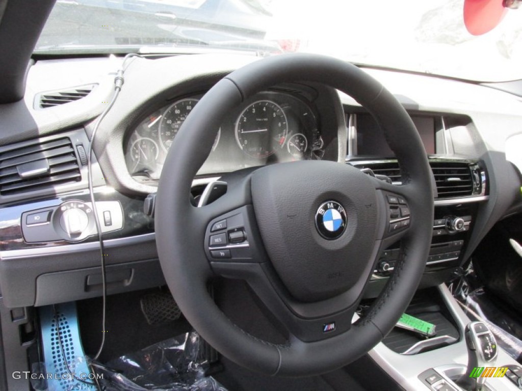 2015 BMW X4 xDrive35i Black Steering Wheel Photo #95478657