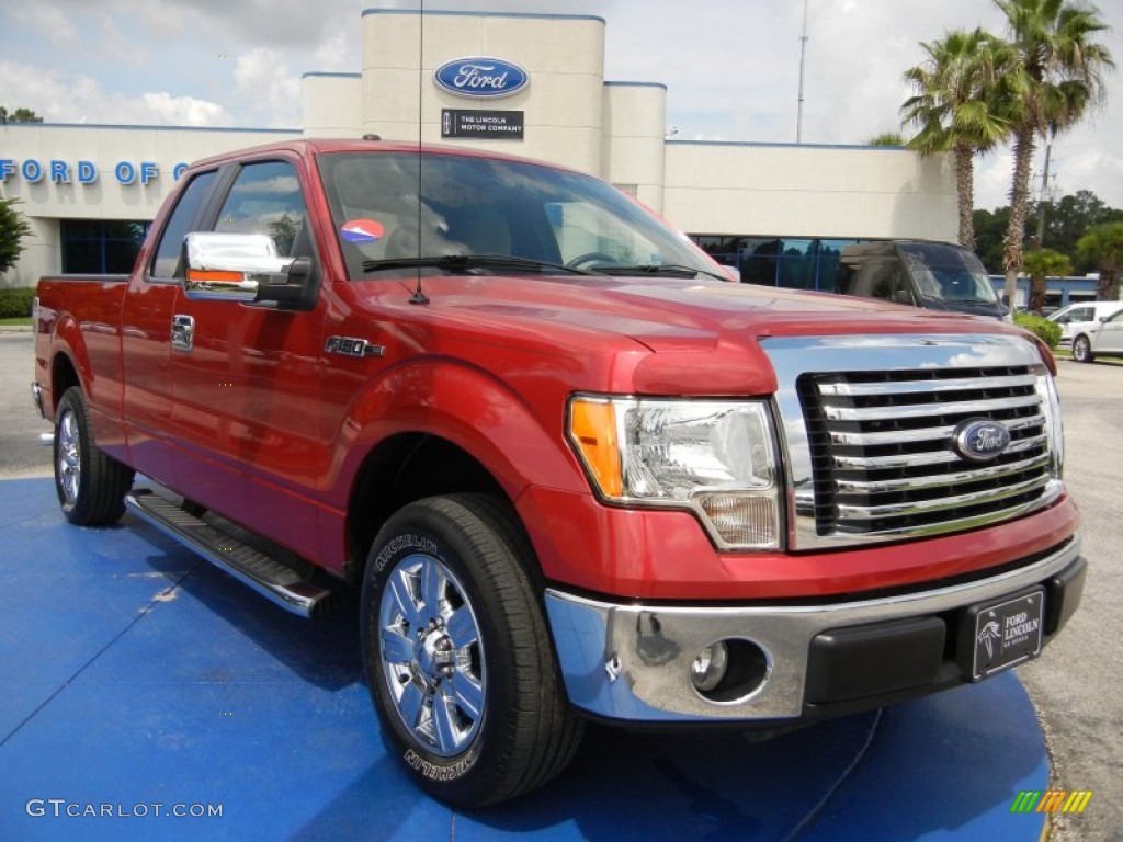 2010 F150 XLT SuperCab - Red Candy Metallic / Medium Stone photo #8