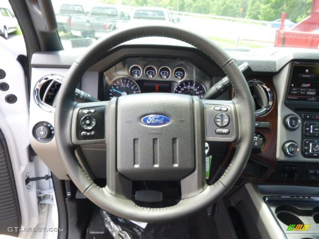 2015 Ford F350 Super Duty Lariat Super Cab 4x4 Black Steering Wheel Photo #95492525