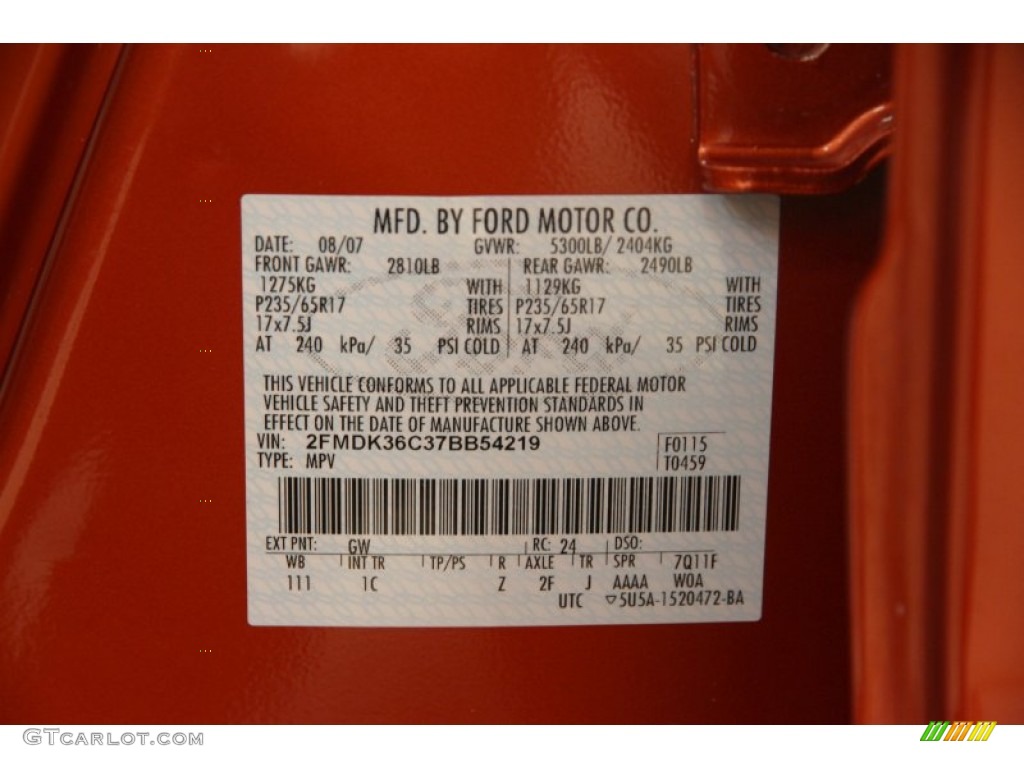 2007 Edge Color Code GW for Blazing Copper Metallic Photo #95492870