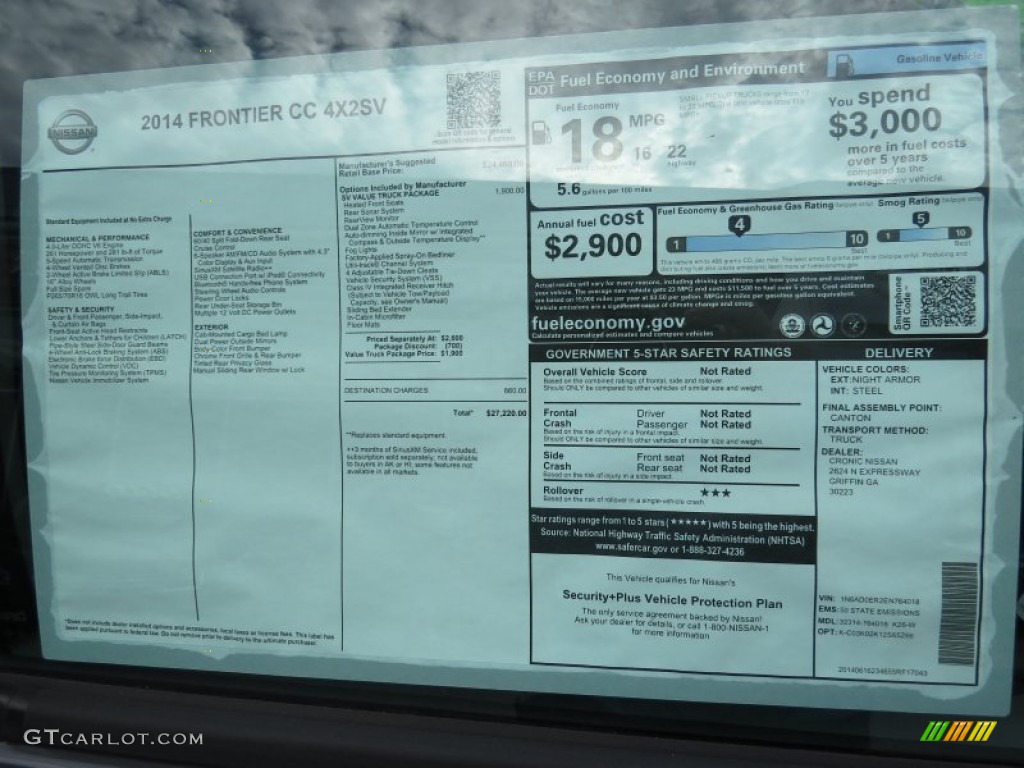 2014 Frontier SV Crew Cab - Night Armor / Steel photo #12