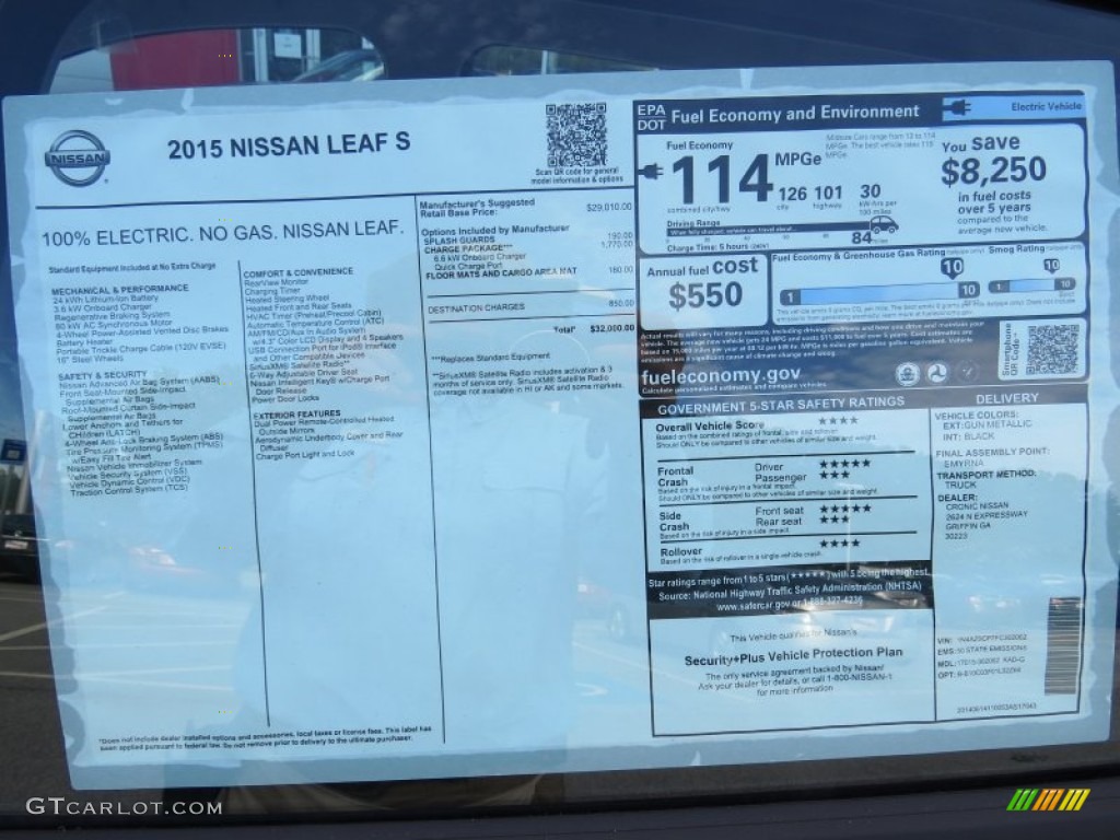 2015 Nissan LEAF S Window Sticker Photo #95495198