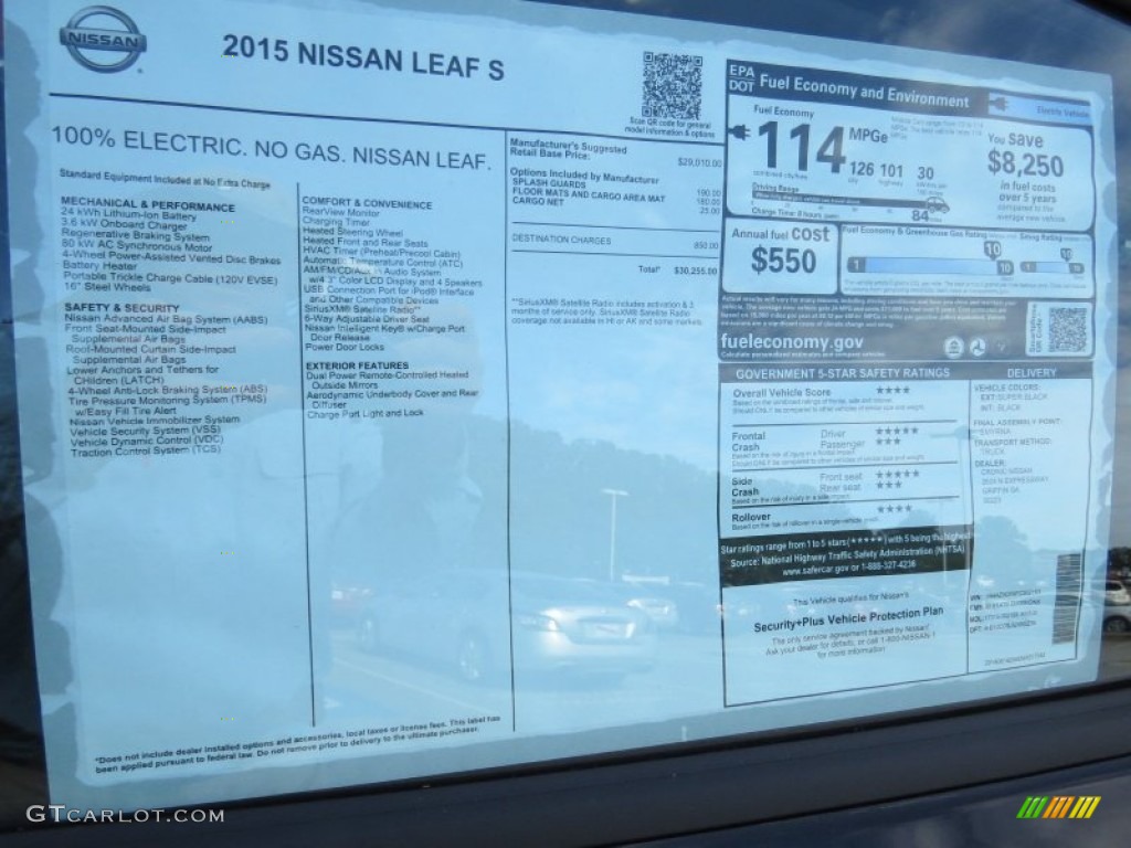 2015 Nissan LEAF S Window Sticker Photo #95495945