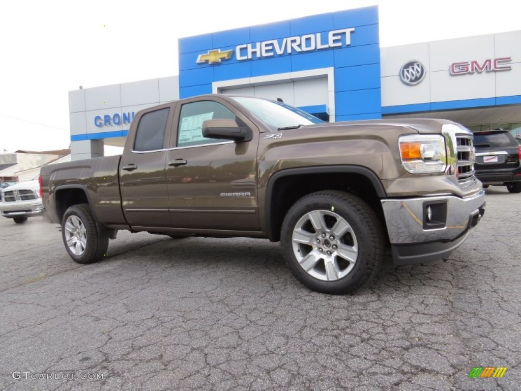 2014 Sierra 1500 SLE Double Cab 4x4 - Bronze Alloy Metallic / Cocoa/Dune photo #1