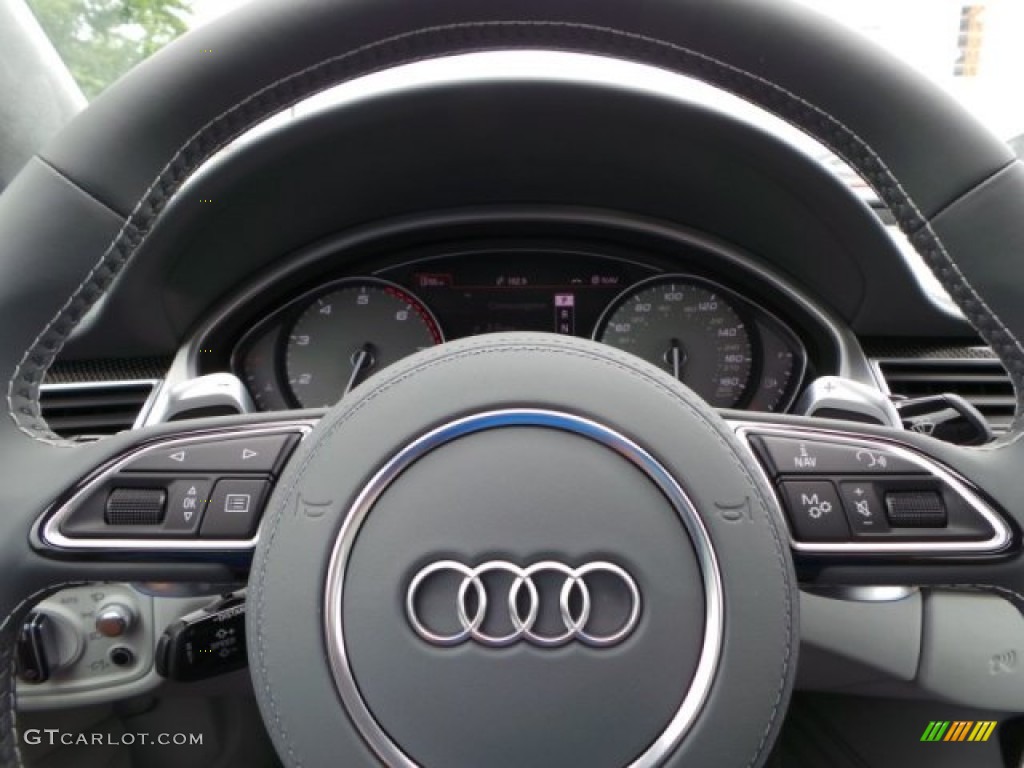 2015 Audi S8 quattro S Lunar Silver Valcona Steering Wheel Photo #95498606
