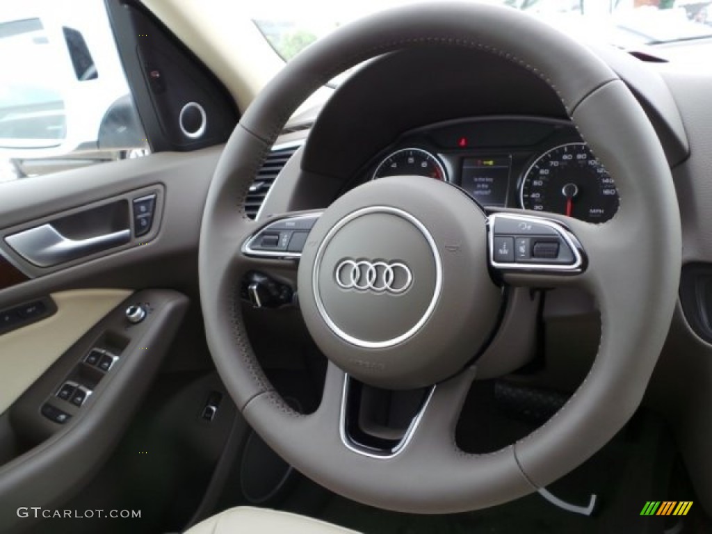 2015 Audi Q5 3.0 TFSI Premium Plus quattro Pistachio Beige Steering Wheel Photo #95501750