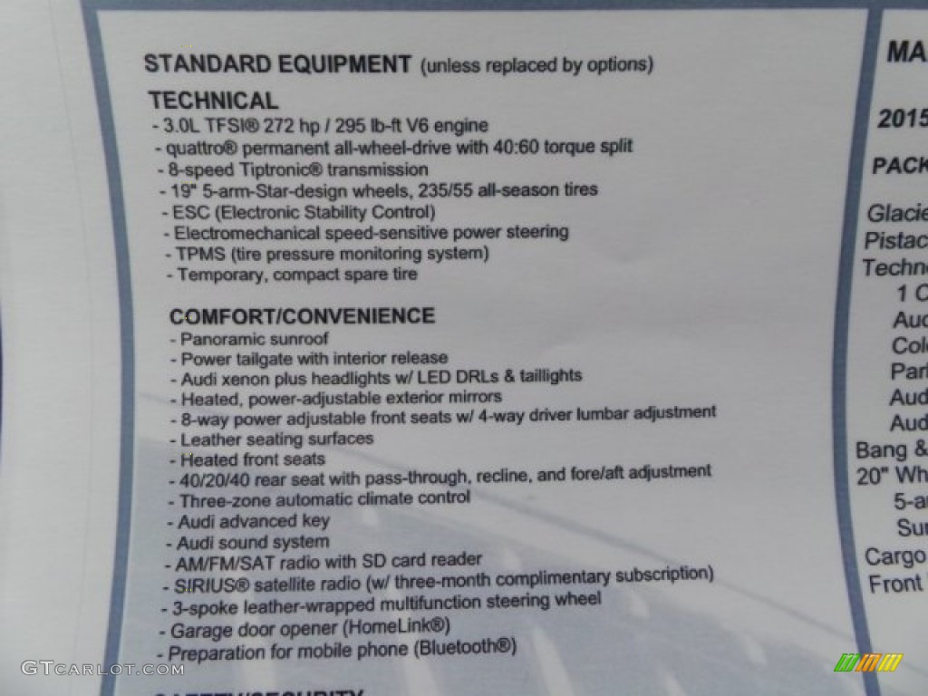 2015 Audi Q5 3.0 TFSI Premium Plus quattro Window Sticker Photo #95501897