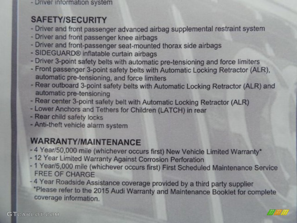 2015 Audi A3 1.8 Premium Plus Window Sticker Photo #95503274