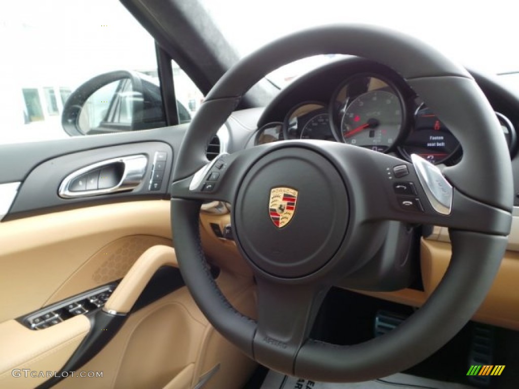2014 Porsche Cayenne GTS Black/Luxor Beige Steering Wheel Photo #95506796