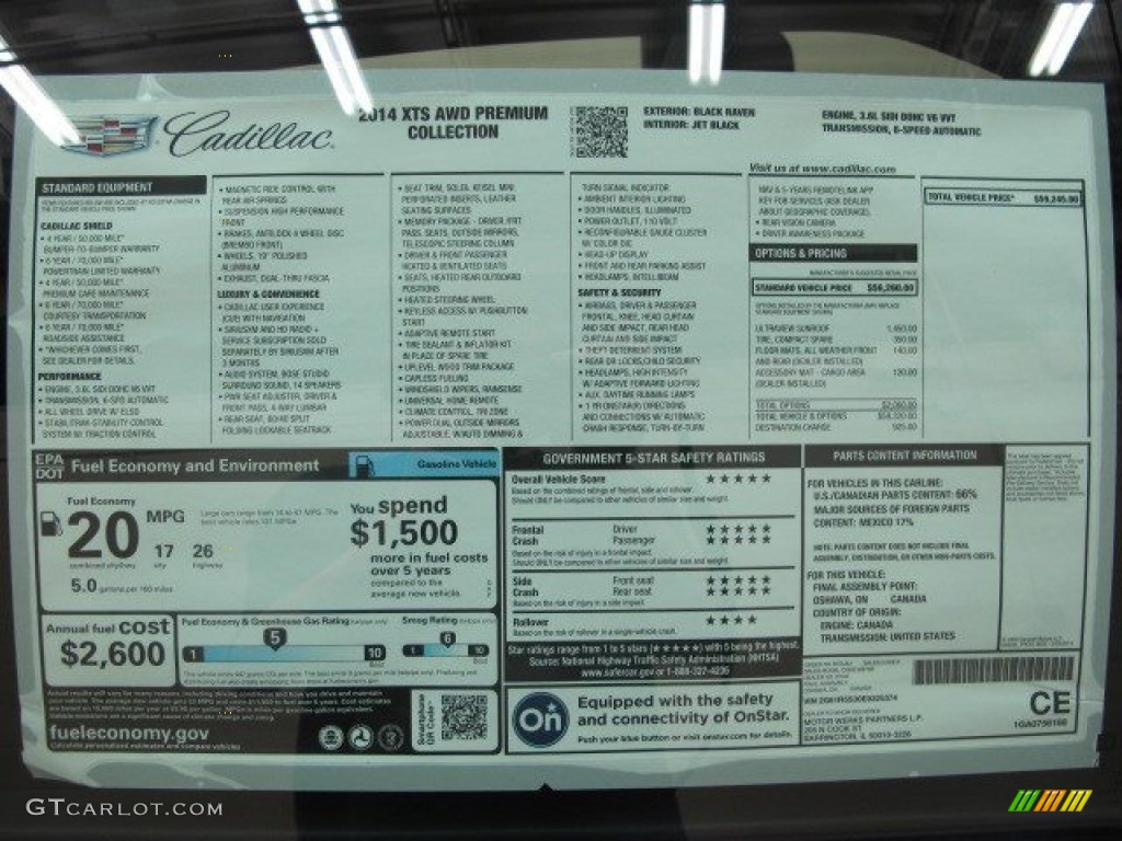 2014 Cadillac XTS Premium AWD Window Sticker Photo #95507030