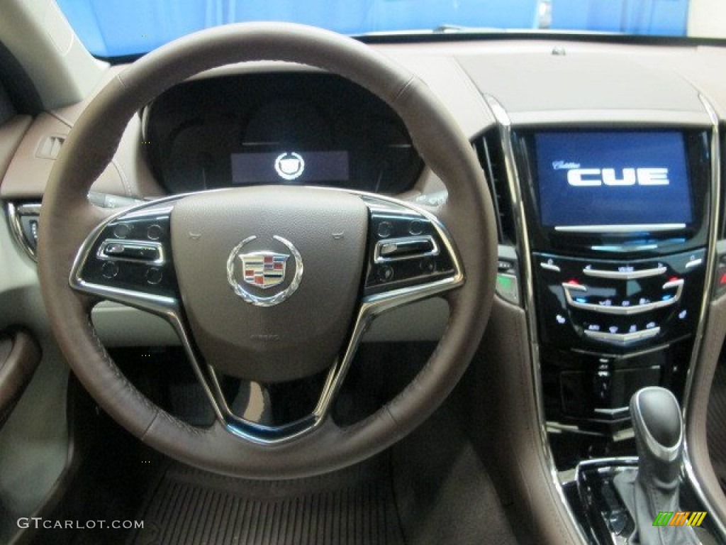 2014 Cadillac ATS 2.0L Turbo AWD Light Platinum/Brownstone Steering Wheel Photo #95507867