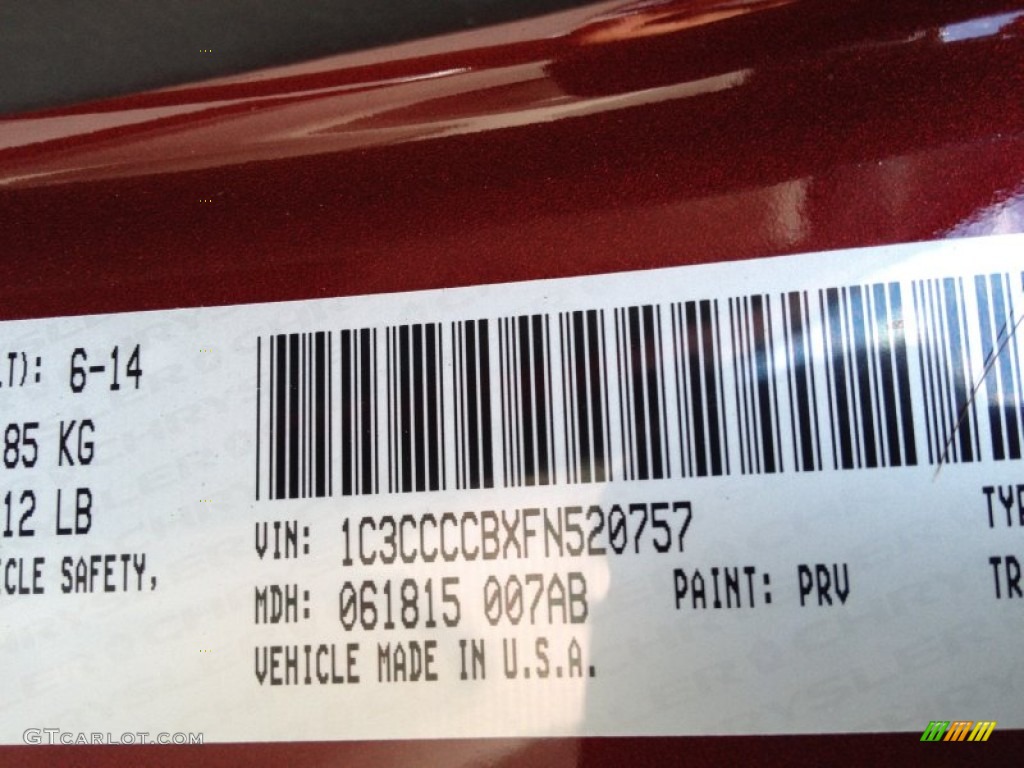 2015 200 Color Code PRV for Velvet Red Pearl Photo #95509520