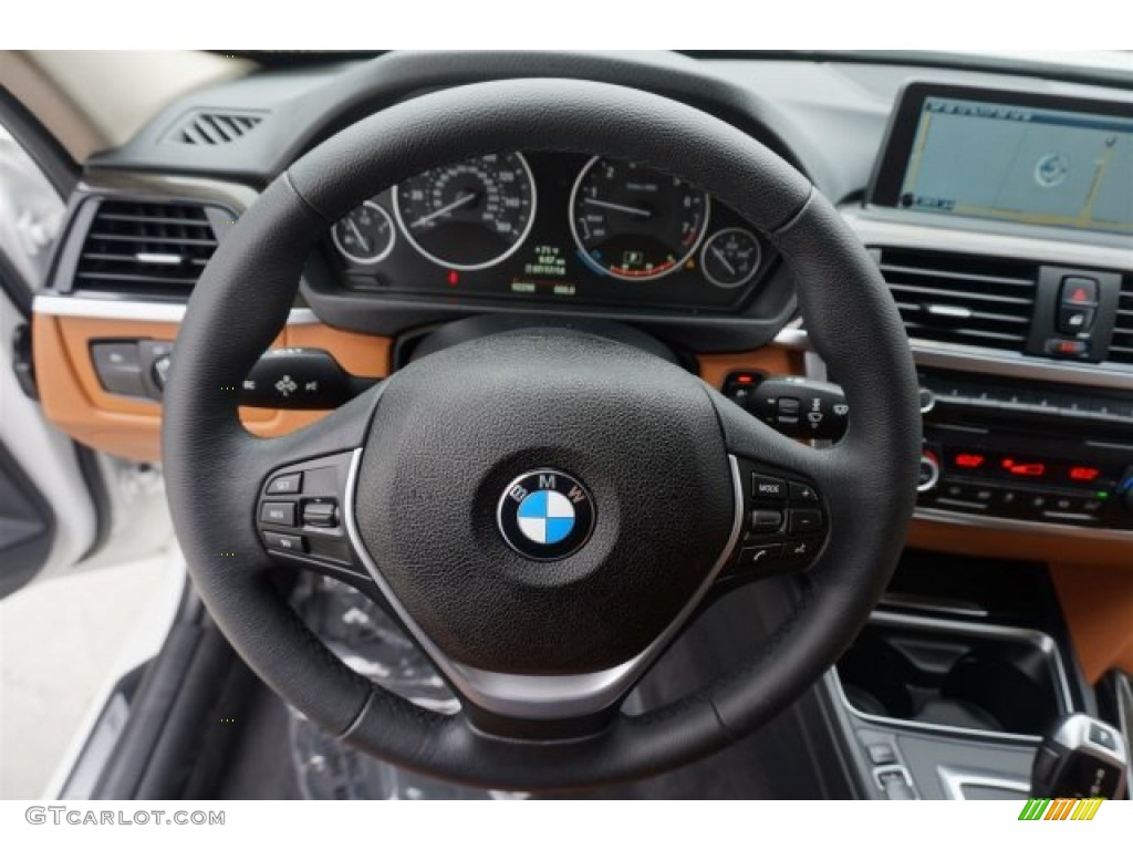 2014 BMW 3 Series 328i Sedan Saddle Brown Steering Wheel Photo #95521653