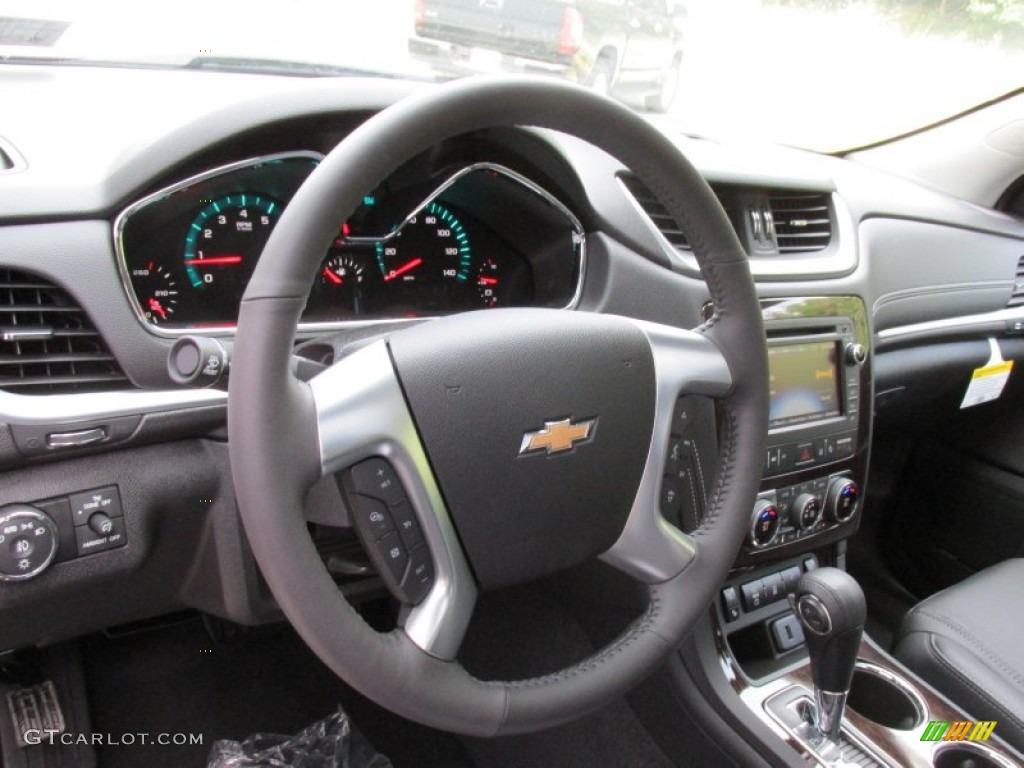 2015 Chevrolet Traverse LTZ AWD Ebony Steering Wheel Photo #95522754