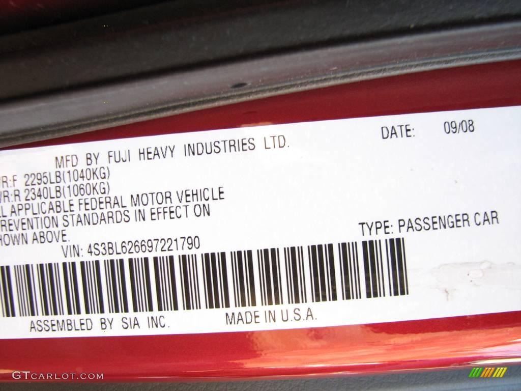 2009 Legacy 2.5i Limited Sedan - Ruby Red Pearl / Warm Ivory photo #9