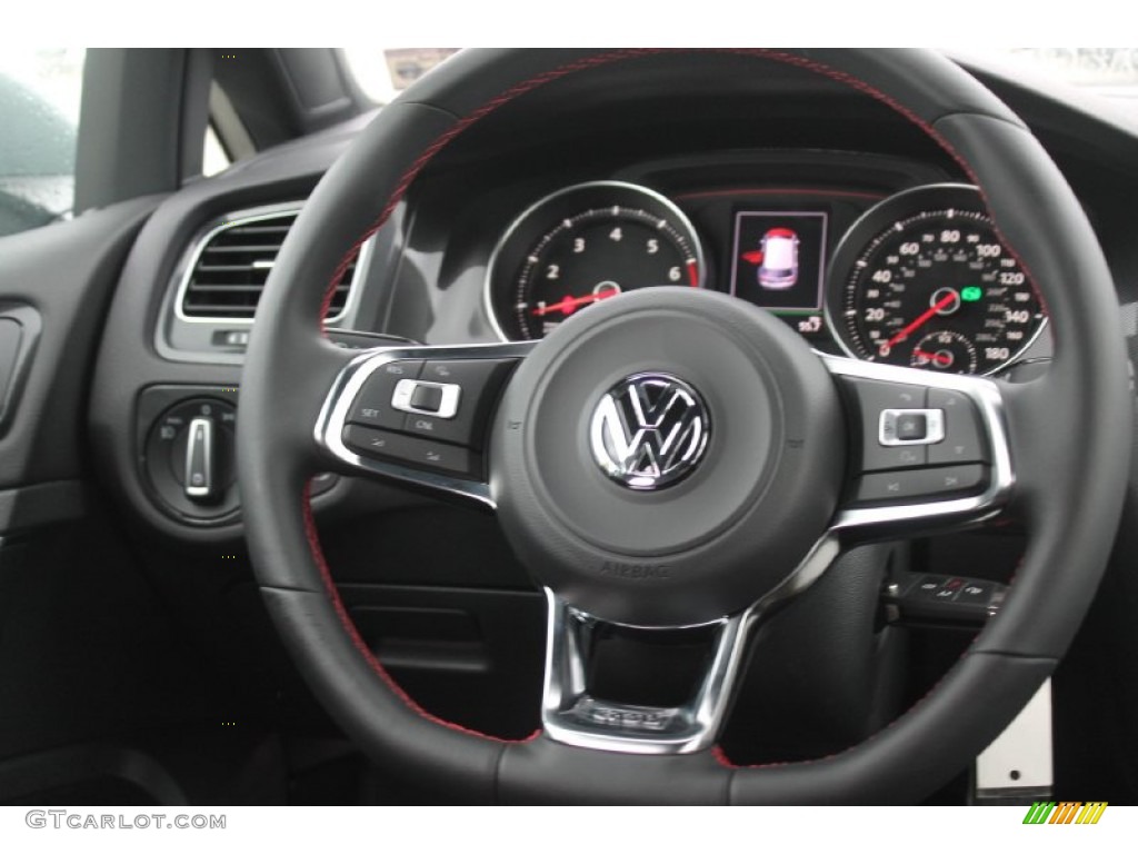 2015 Volkswagen Golf GTI 4-Door 2.0T S Interlagos Cloth Steering Wheel Photo #95553720
