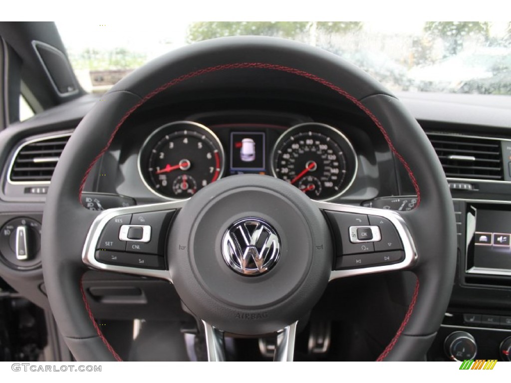 2015 Volkswagen Golf GTI 4-Door 2.0T SE Titan Black Leather Steering Wheel Photo #95553897